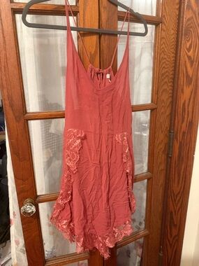 Free People Dusty Rose Lace Trim Slip Dress